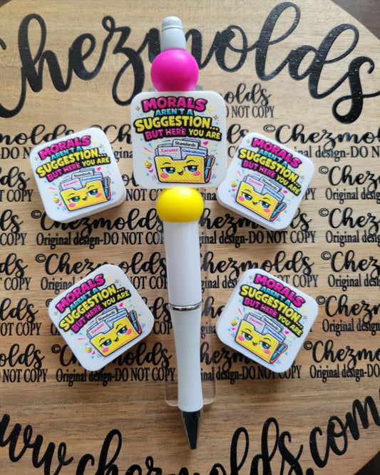 CE 3d printed focal Bead-Morals arent a suggestion- CG exclusive design