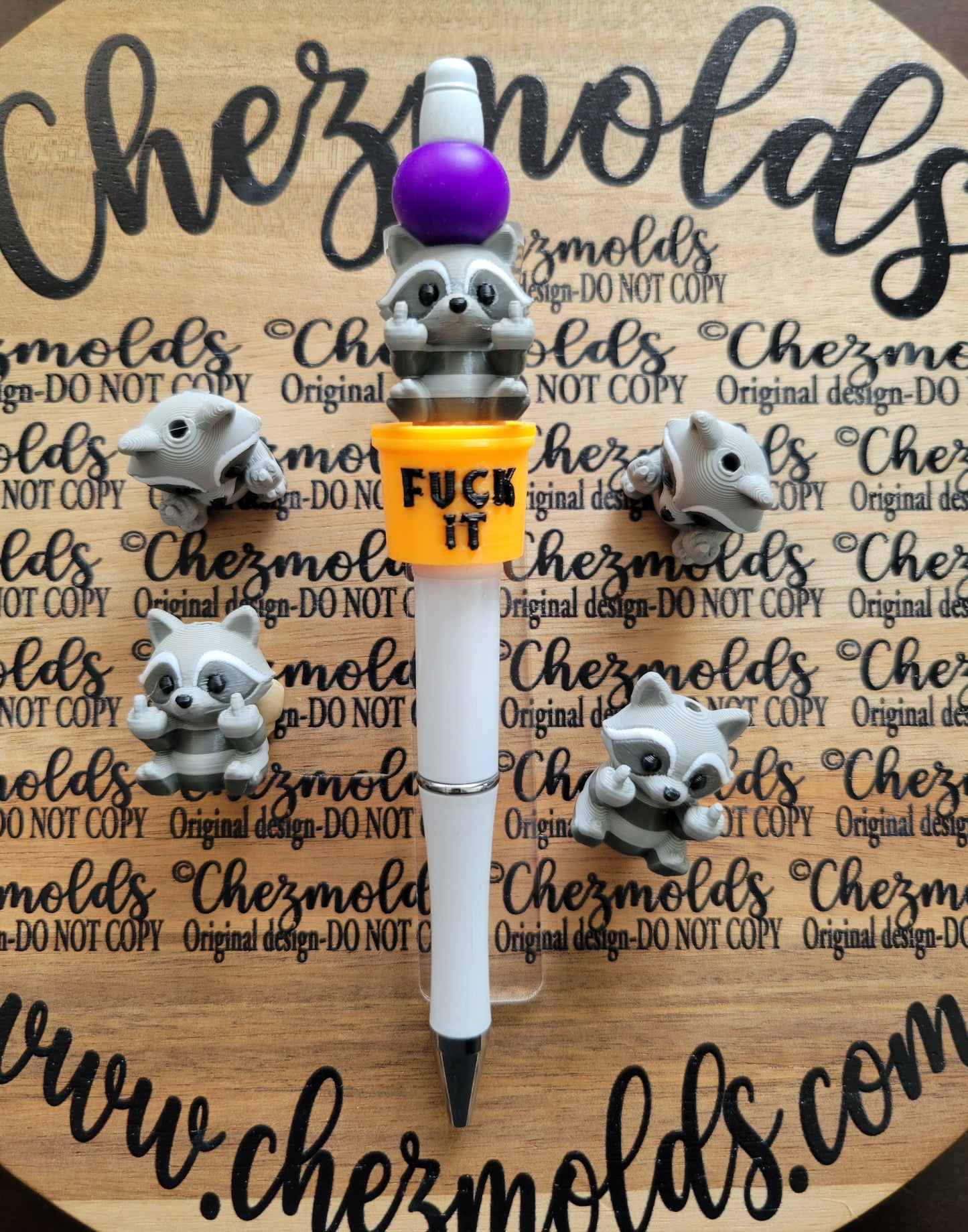 CE 3d printed focal bead-3d SALTY raccoon NONK