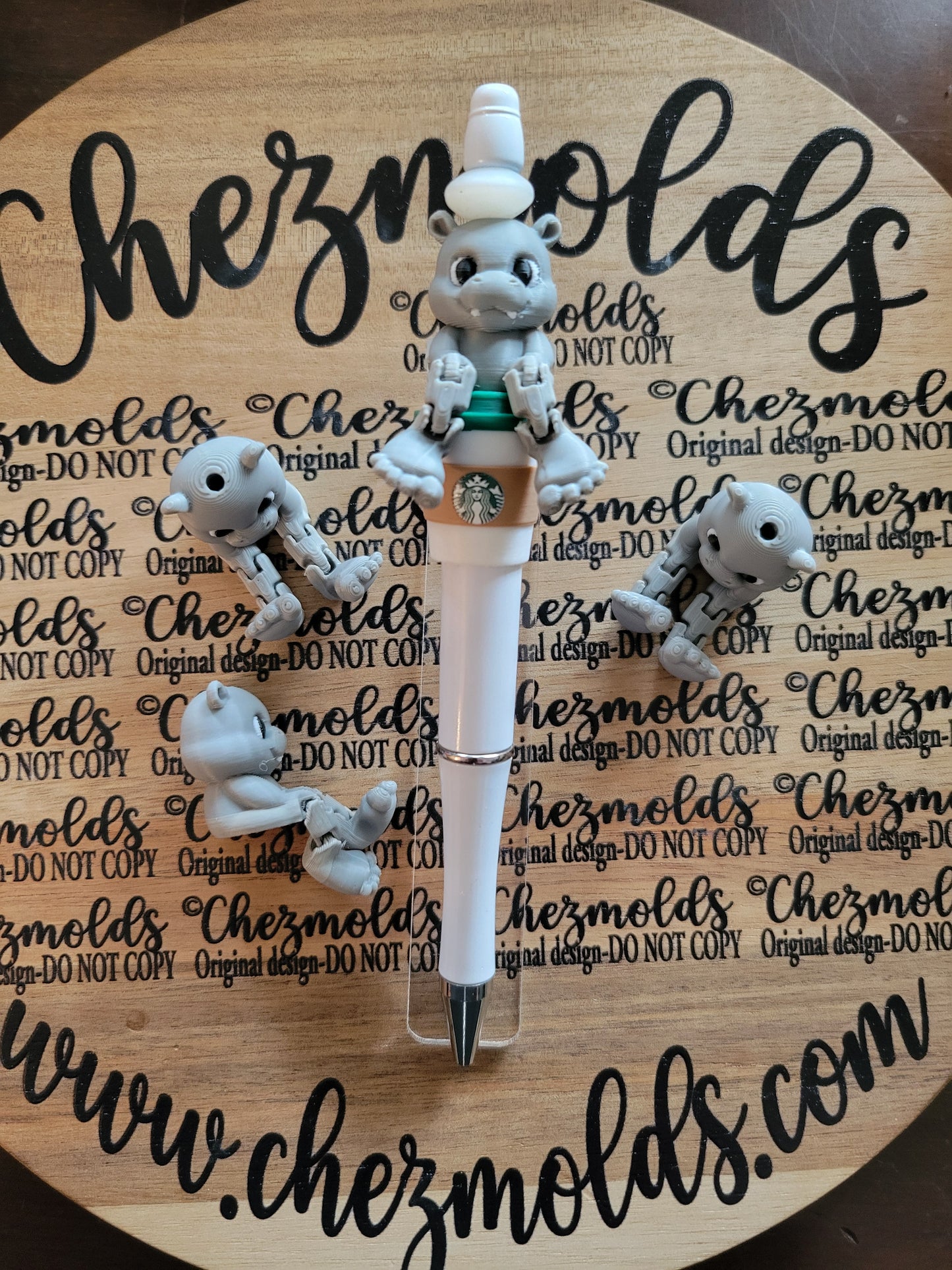 CE 3d printed focal Bead-Cutie Hippo Kicker ( flexy feet)