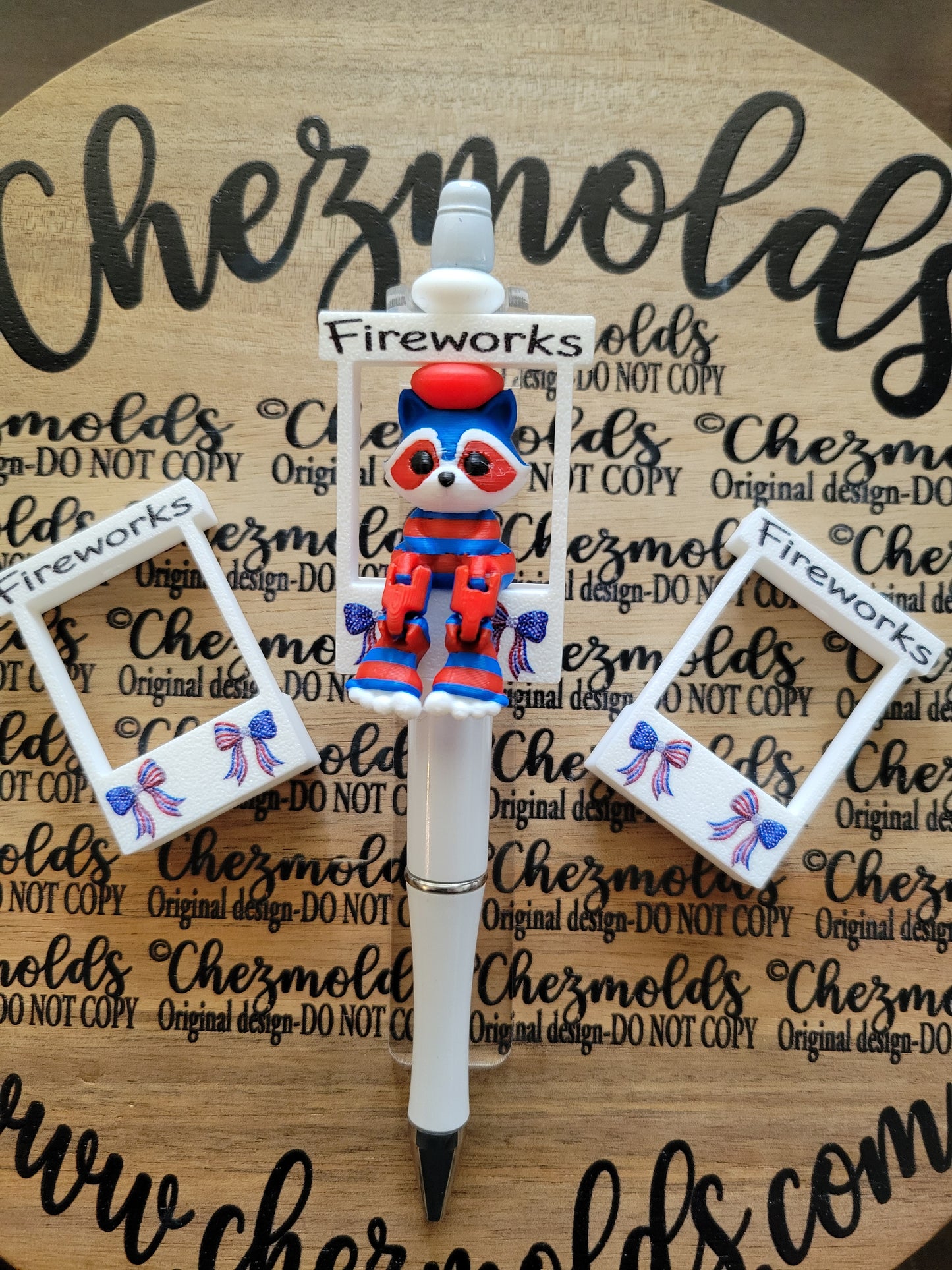 CE 3d printed focal Bead -Fireworks with bows booth