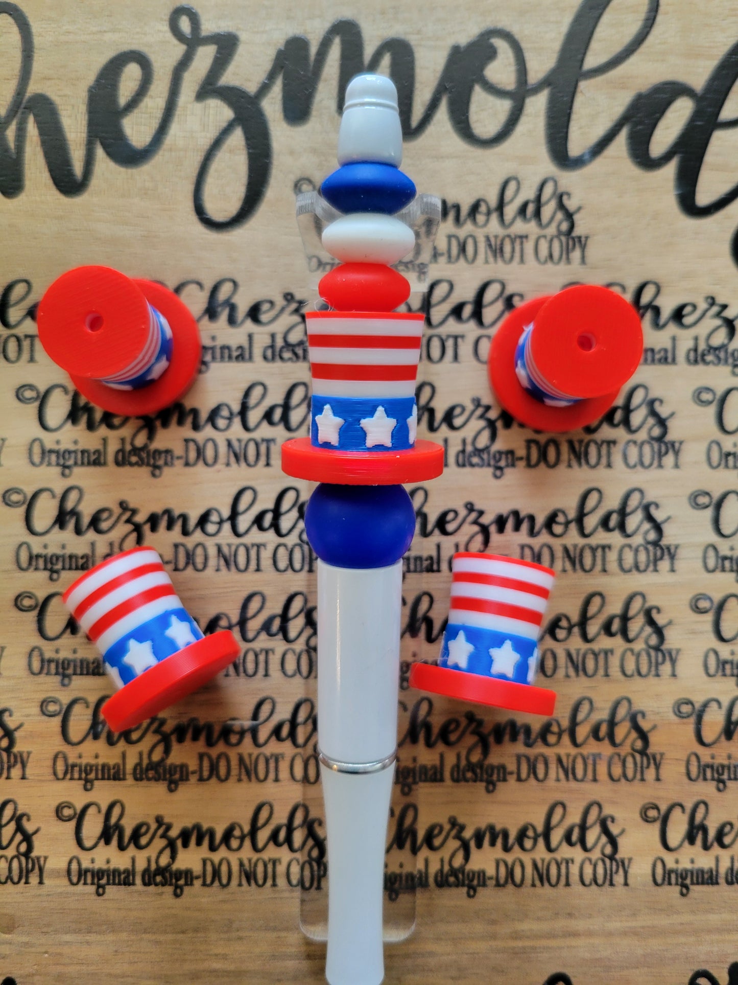 CE 3d printed focal Bead-3d America hat NONK