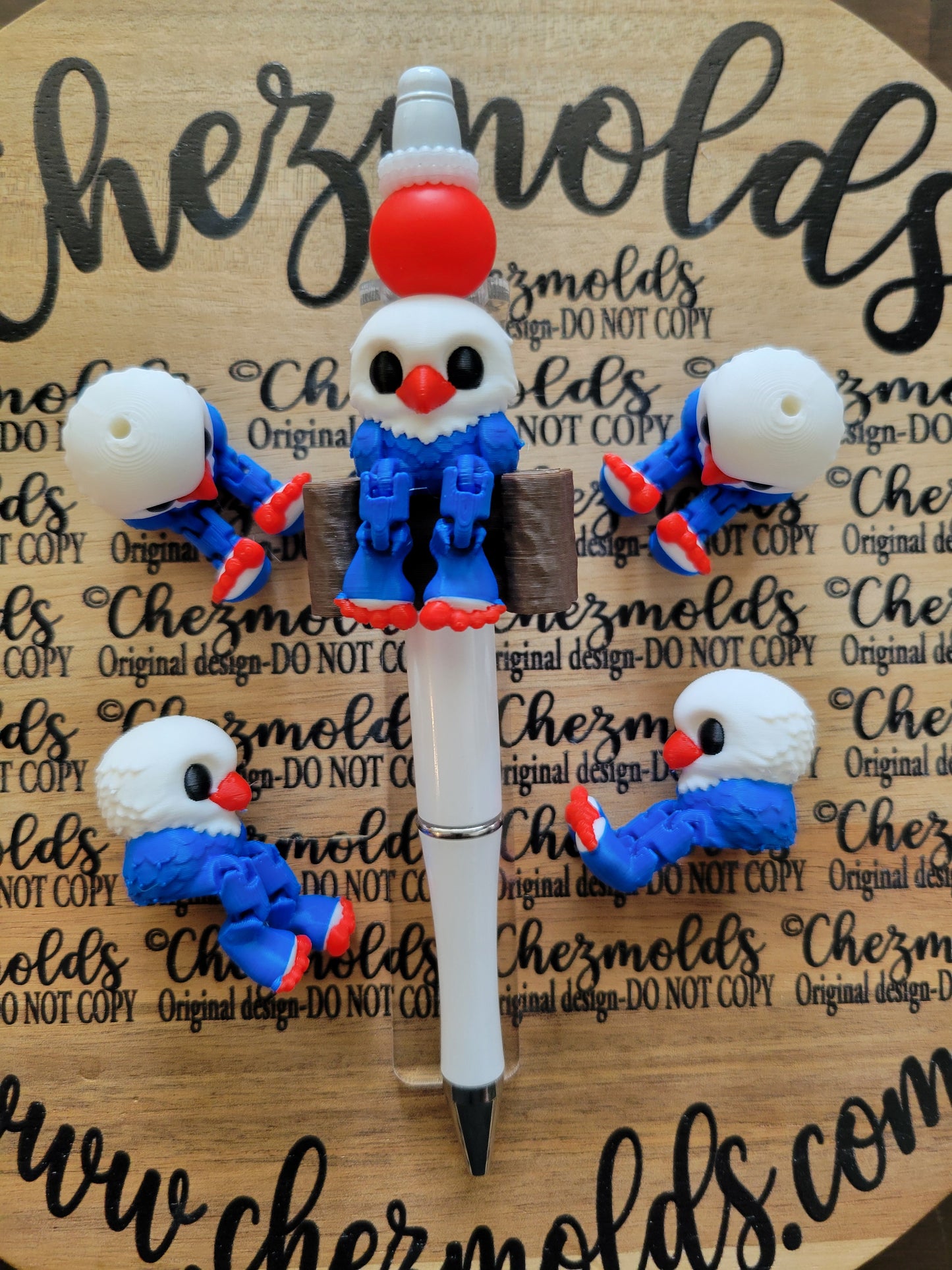CE 3d printed focal Bead- RWB Eagle baby Kicker ( flexy feet)