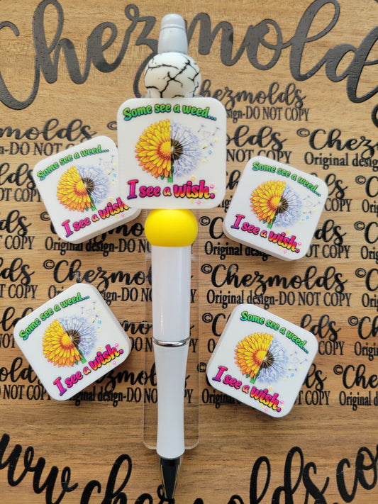 CE 3d printed focal Bead-some see a weed, i see a wish - CG Exclusive design