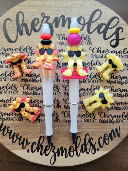 CE 3d printed focal bead-Pocketful of sunshine kicker ( flexy feet )