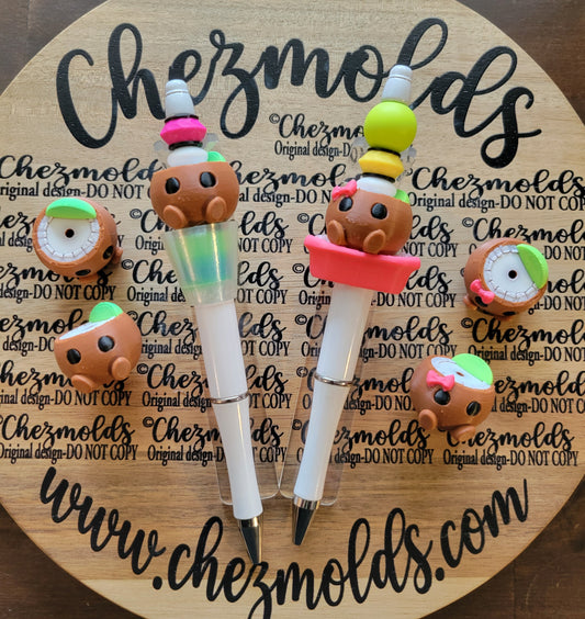 CE 3d printed focal Bead-3d Lime in the coconut NONK