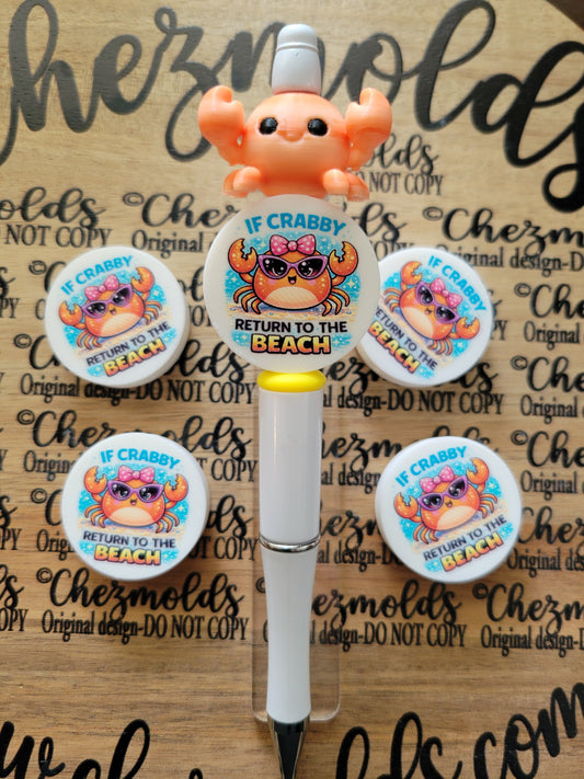 CE 3d printed focal Bead-If crabby beach- CG Exclusive design