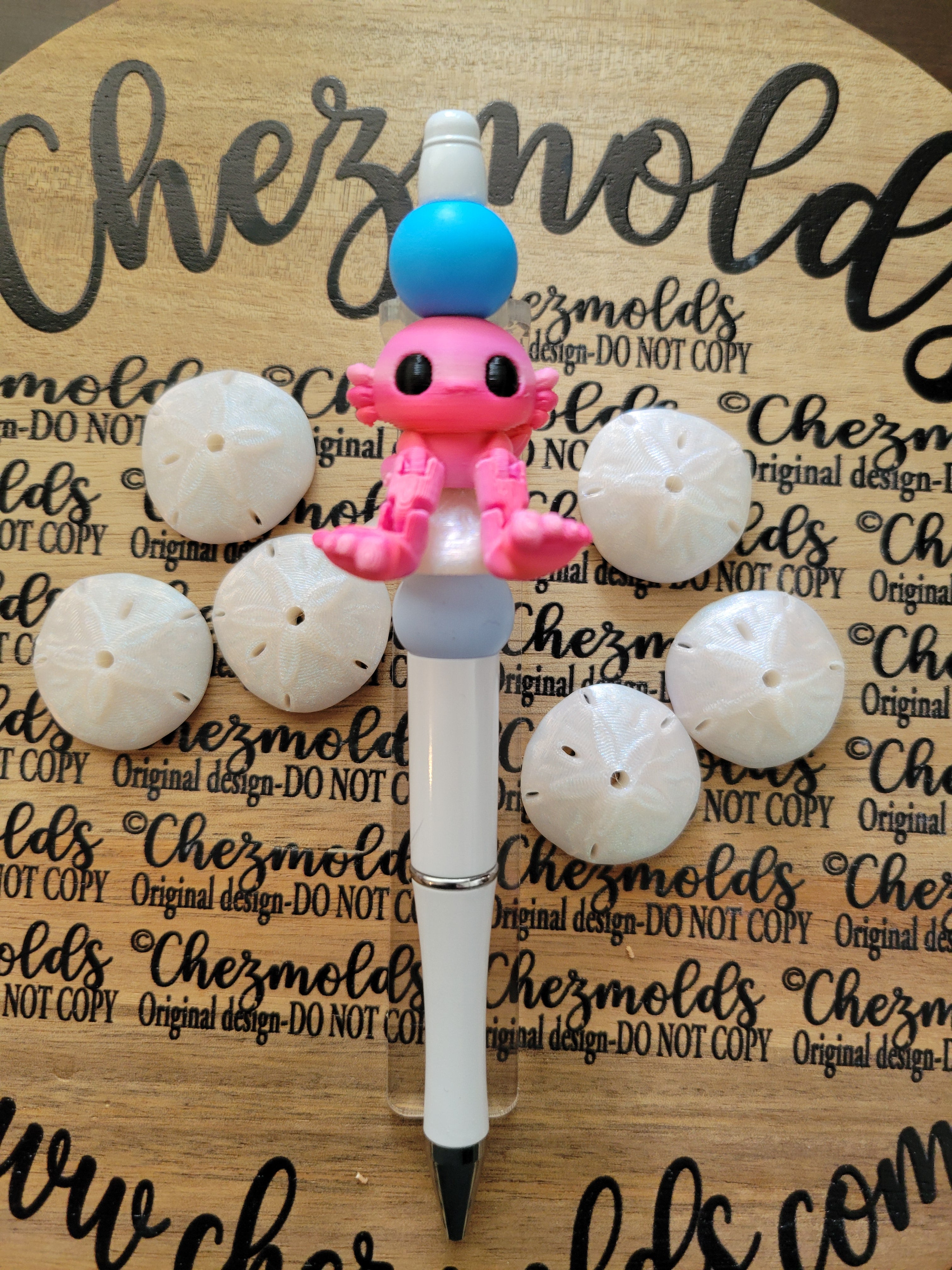 CE 3d printed focal Bead-3D Pearl sandollar – ChezMolds & More
