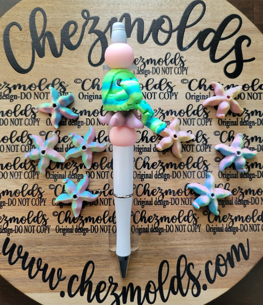 CE 3d printed focal Bead-Starfish -multicolor