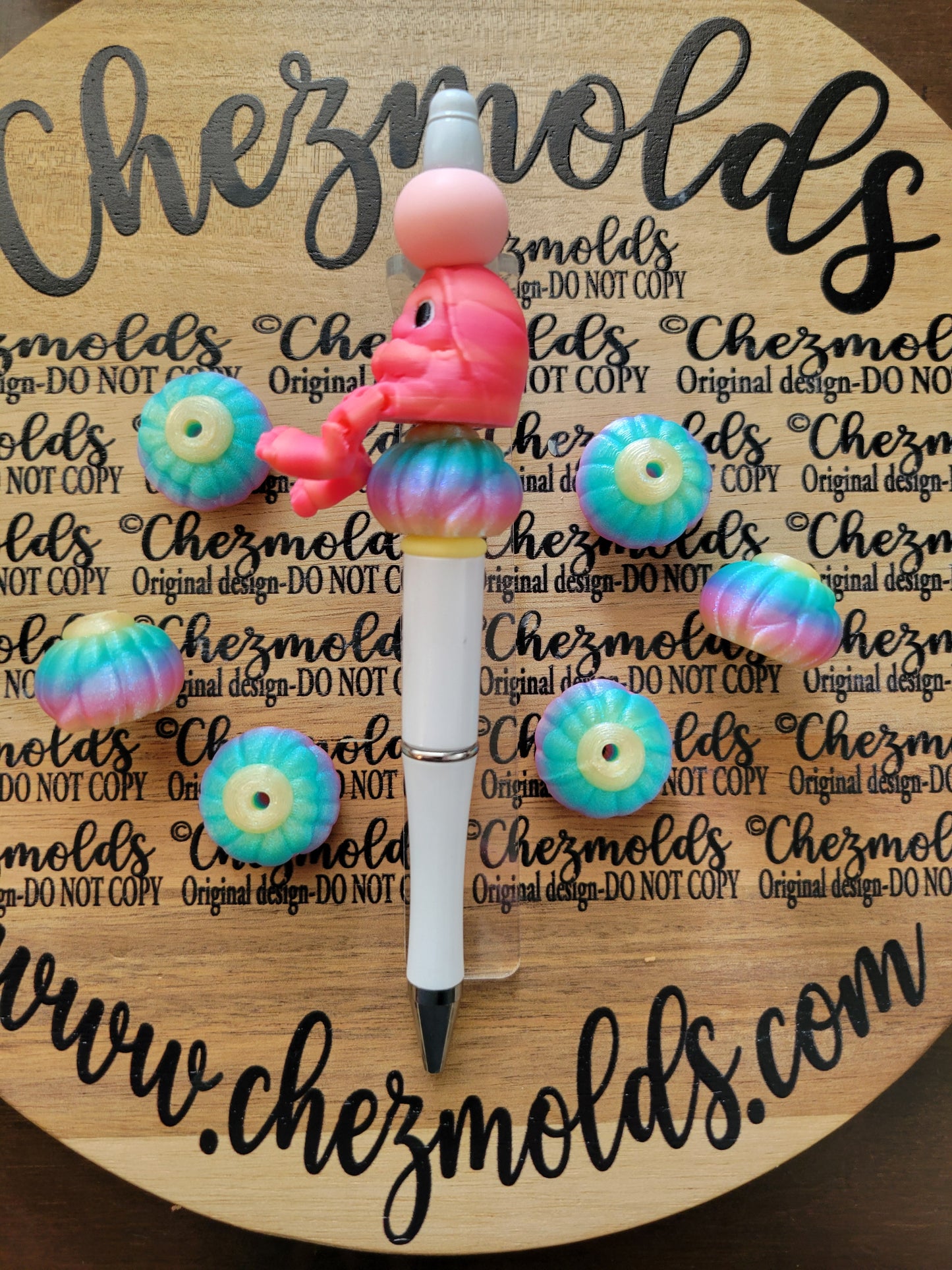 CE 3d printed focal Bead-3D Shell rainbow pearl