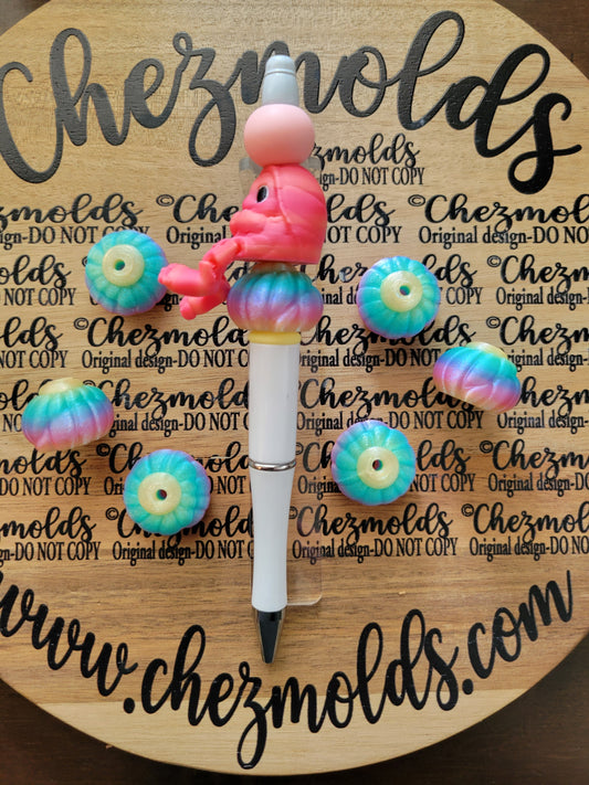 CE 3d printed focal Bead-3D Shell rainbow pearl