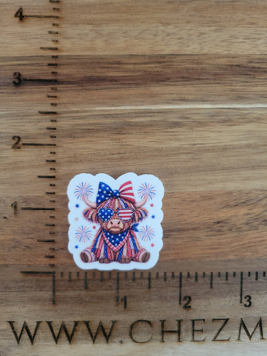 uv printed acrylic flatback- america cow