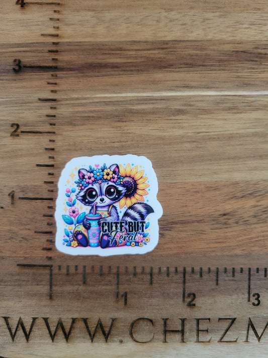 uv printed acrylic flatback-cute feral raccoon