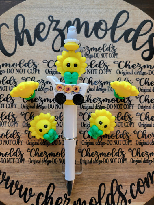 CE 3d printed focal Bead-3D Sunflower baby NONK