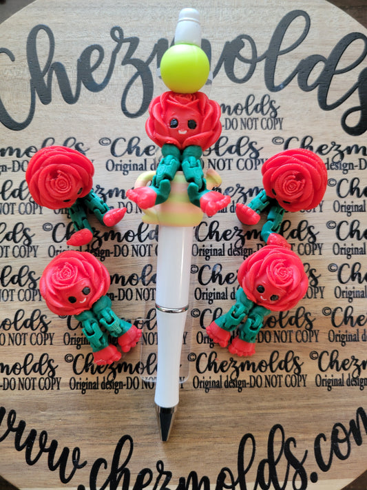 CE 3d printed focal bead-rose baby kicker ( flexy feet )