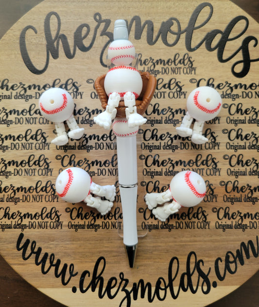 CE 3d printed focal bead- Baseball kicker ( flexy feet )
