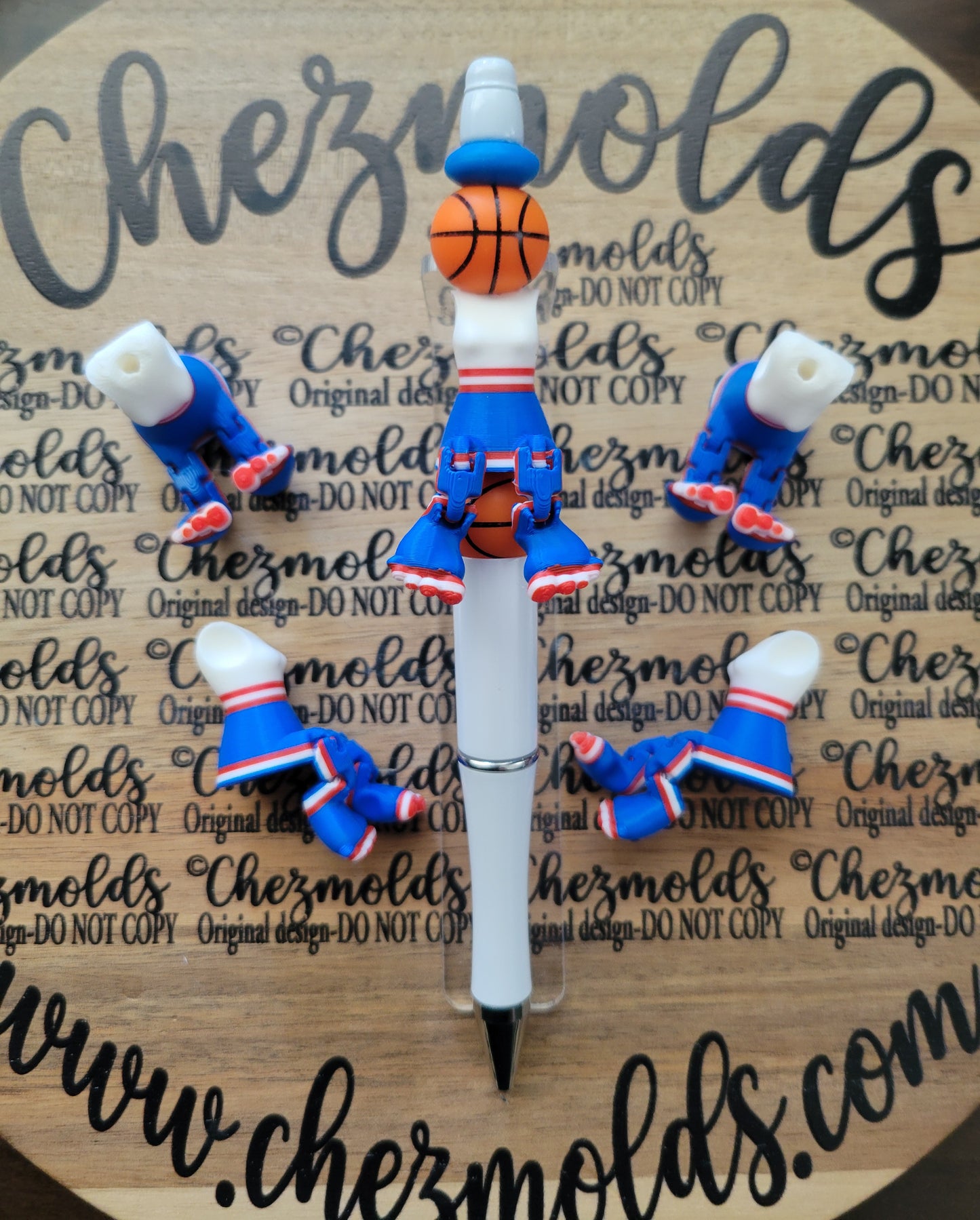 CE 3d printed focal bead- Cheerleader kicker ( flexy feet )  ( colors can be customized for school colors moq 15)