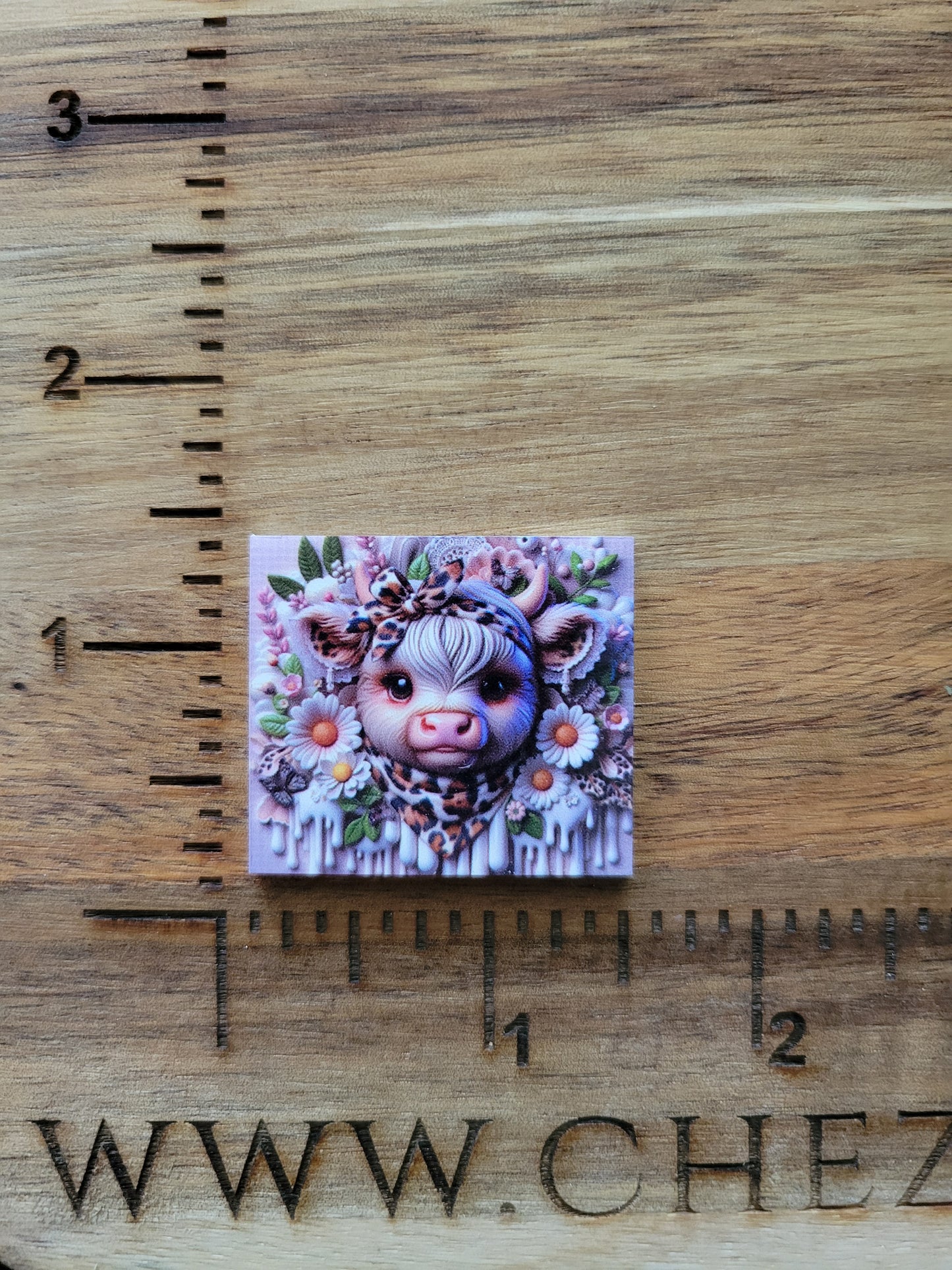 uv printed acrylic flatback-leopard floral cow
