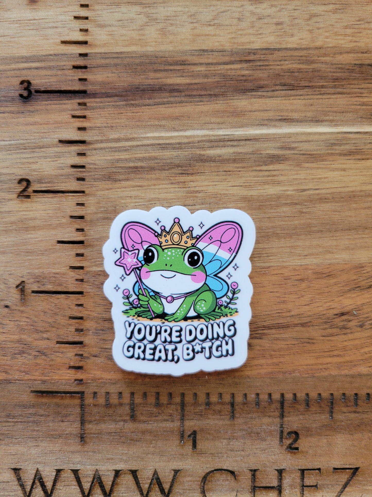 uv printed acrylic flatback-your doing great b*tch frog