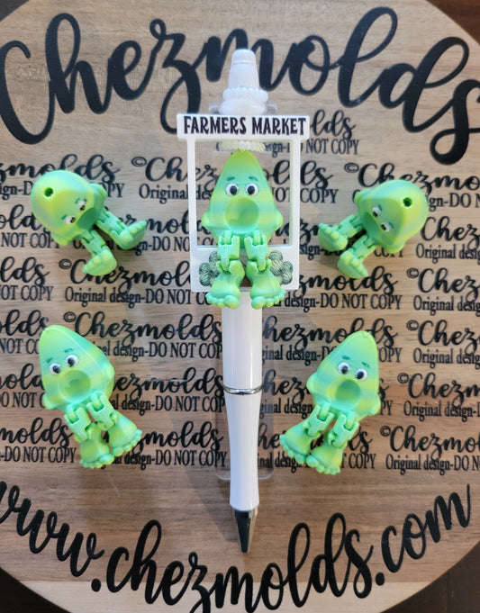 CE 3d printed focal bead- happy avocado kicker ( flexy feet )