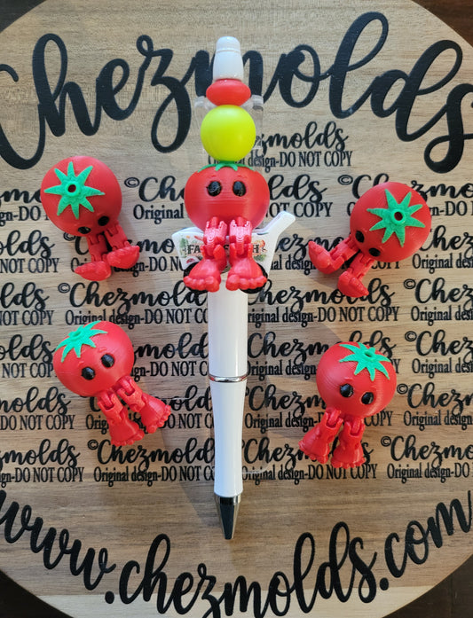 CE 3d printed focal bead- Tomato kicker ( flexy feet )