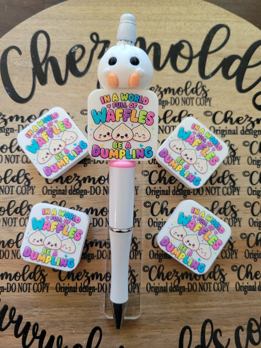 CE 3d printed focal Bead-in a world of waffles be a dumpling- CG Exclusive design