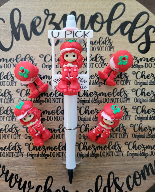CE 3d printed focal bead- StrawB girl kicker ( flexy feet )