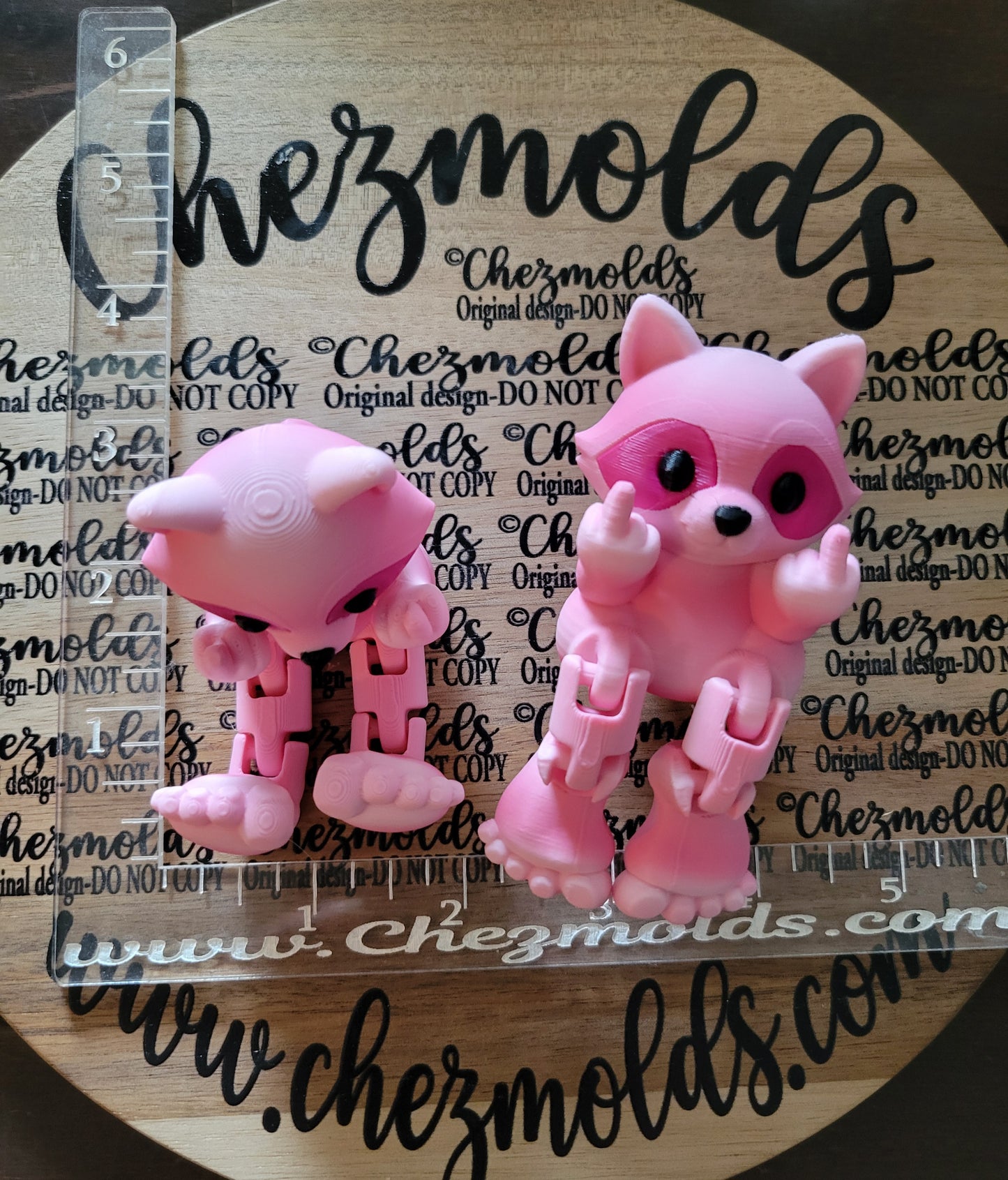 3d printed XL Chez Buddy- FU raccoon pink gradient