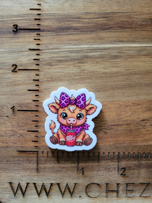 uv printed acrylic flatback- cutie cow with dr.pep