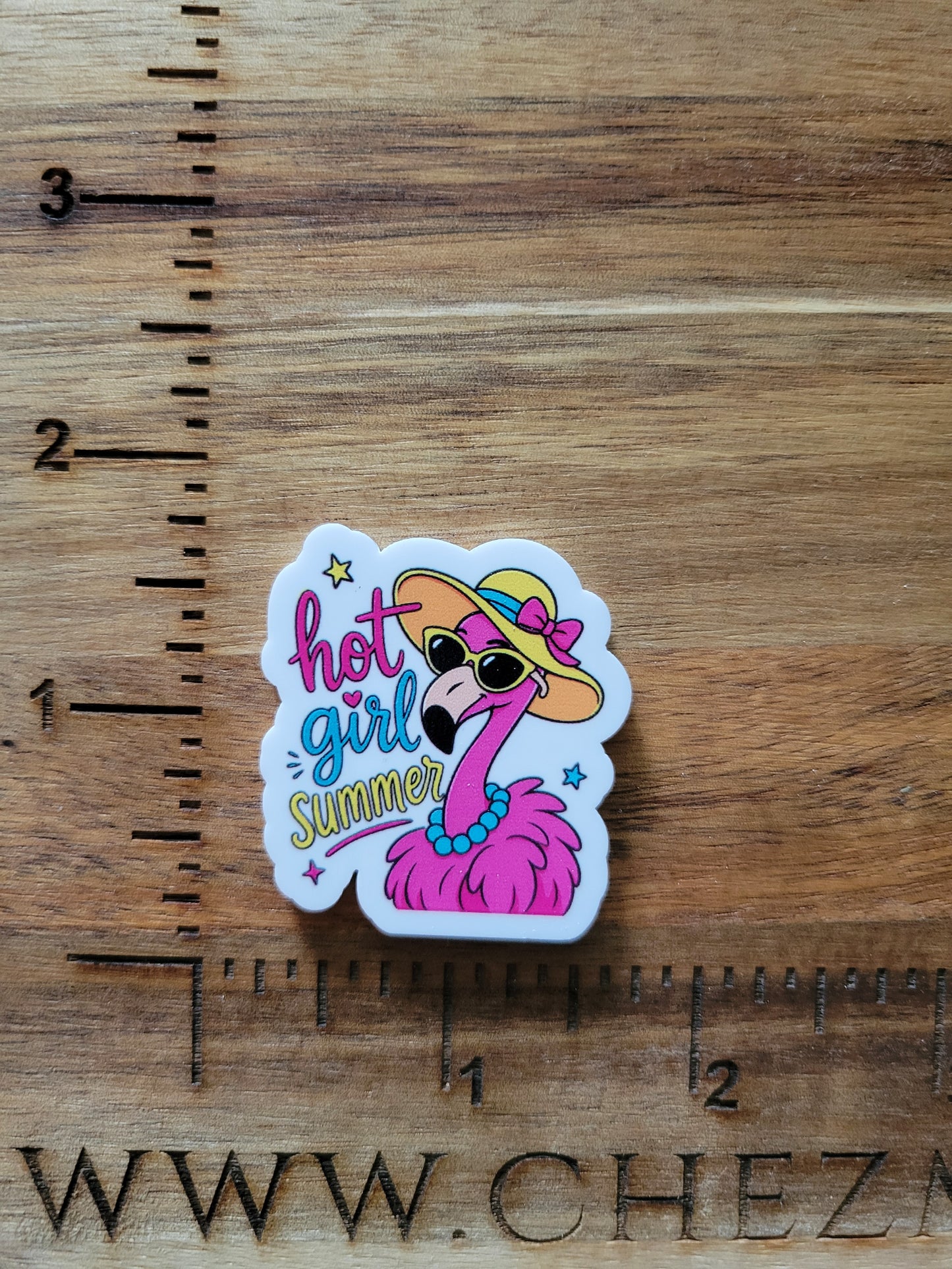 uv printed acrylic flatback- hot girl summer flamingo