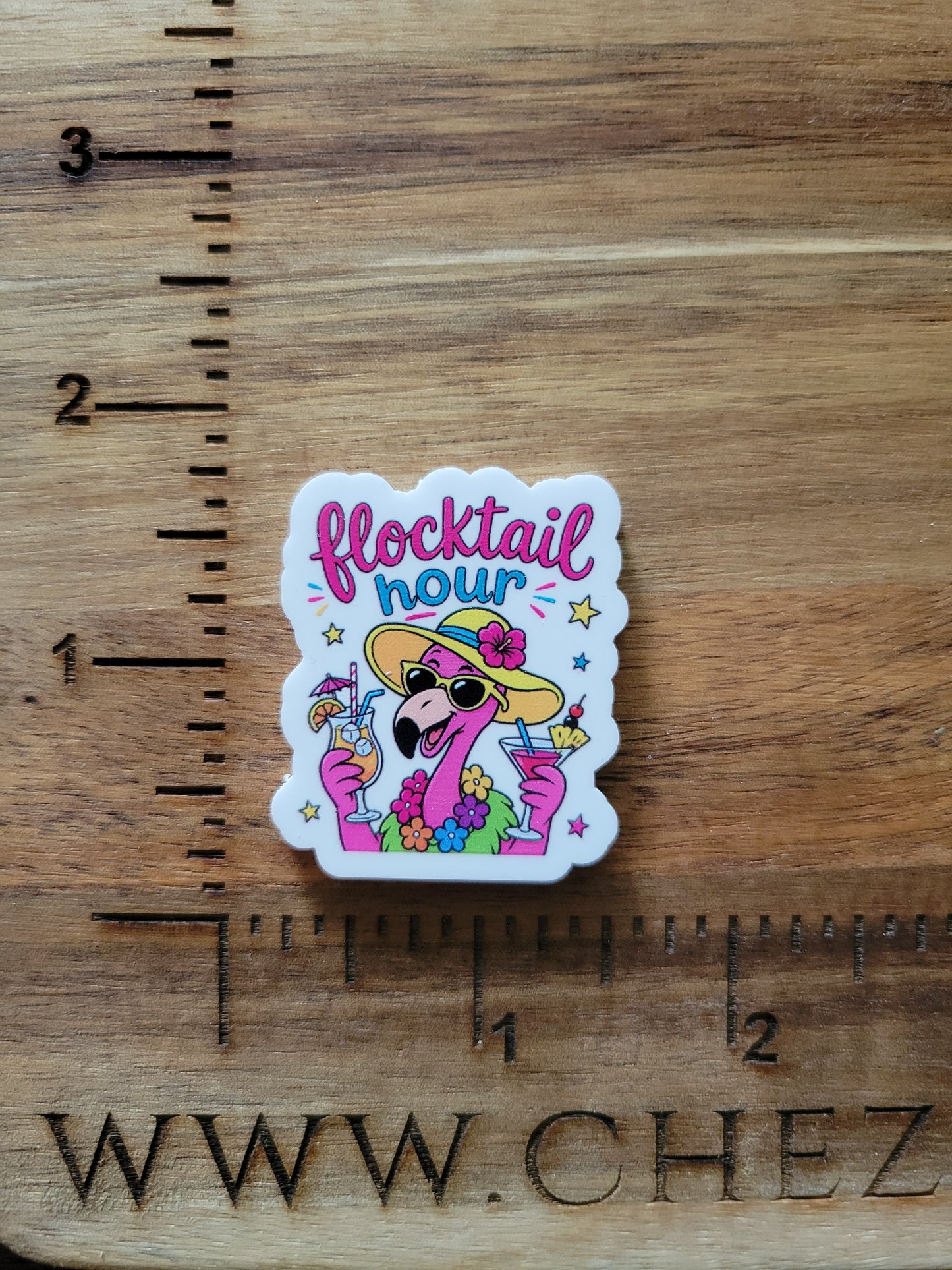 uv printed acrylic flatback- flocktail hour