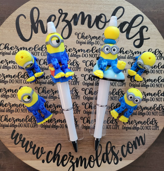 CE 3d printed focal bead- cutie yellow goggle kicker ( flexy feet )