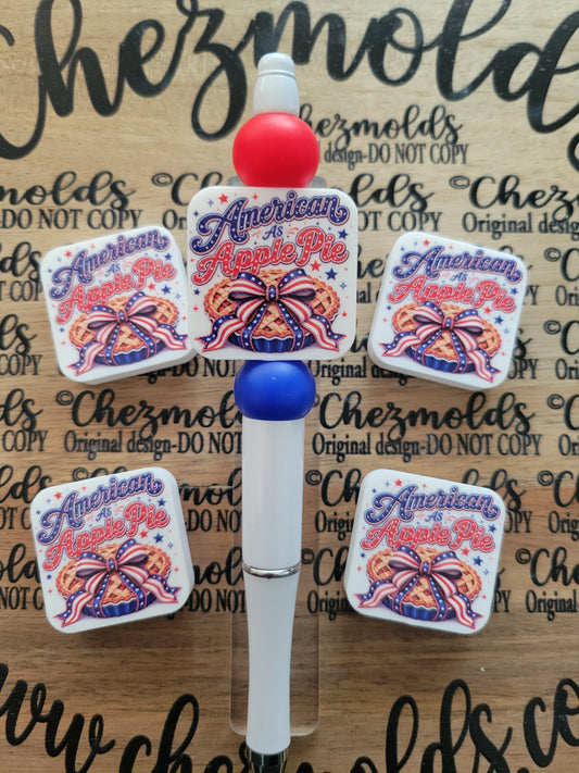 CE 3d printed focal Bead-American as apple pie- CG Exclusive design