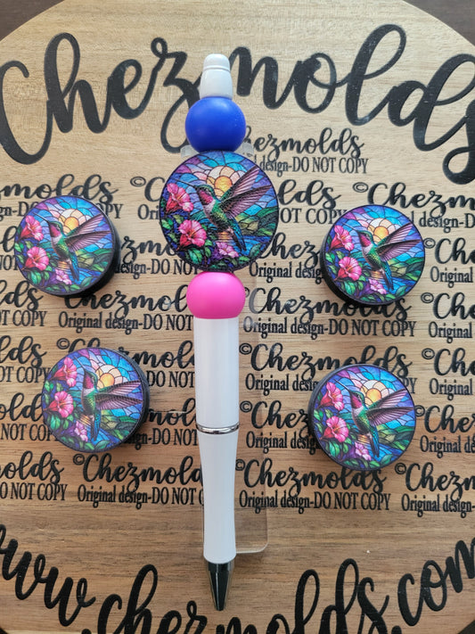 CE 3d printed focal Bead-Hummer stained glass