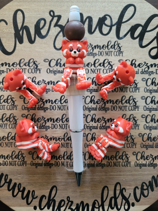 CE 3d printed focal bead- Cutie Red panda kicker ( flexy feet )