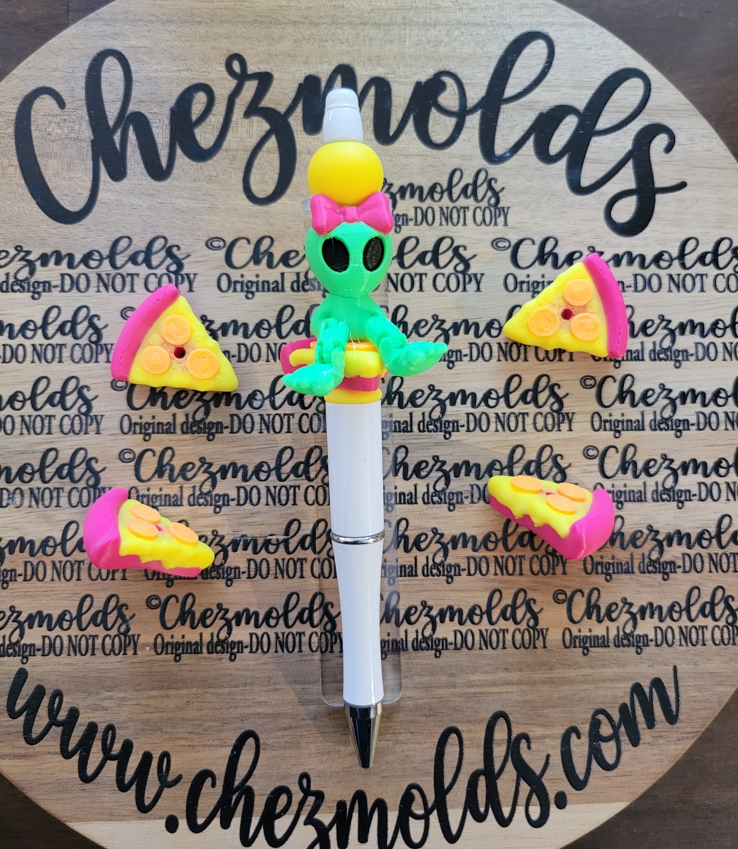 CE 3d printed focal Bead- neon squishy pizza seat