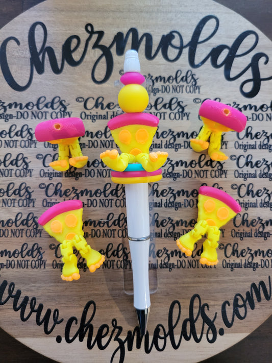 CE 3d printed focal bead- neon pizza kicker ( flexy feet )