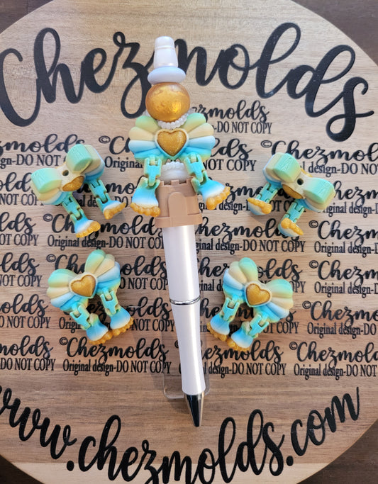 CE 3d printed focal bead- Heart of the ocean shell bow kicker ( flexy feet )