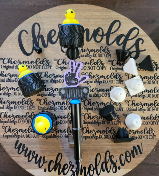 CE 3d printed - PEN TOPPER Fidget clicker- ducky in tire