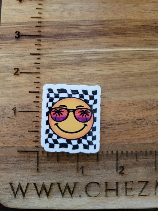 uv printed acrylic flatback-checkered summer smiley