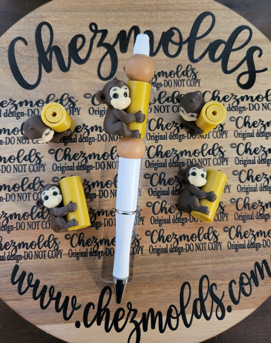 CE 3d printed focal bead- "Freddy" Monkey- Chez Pole dancer