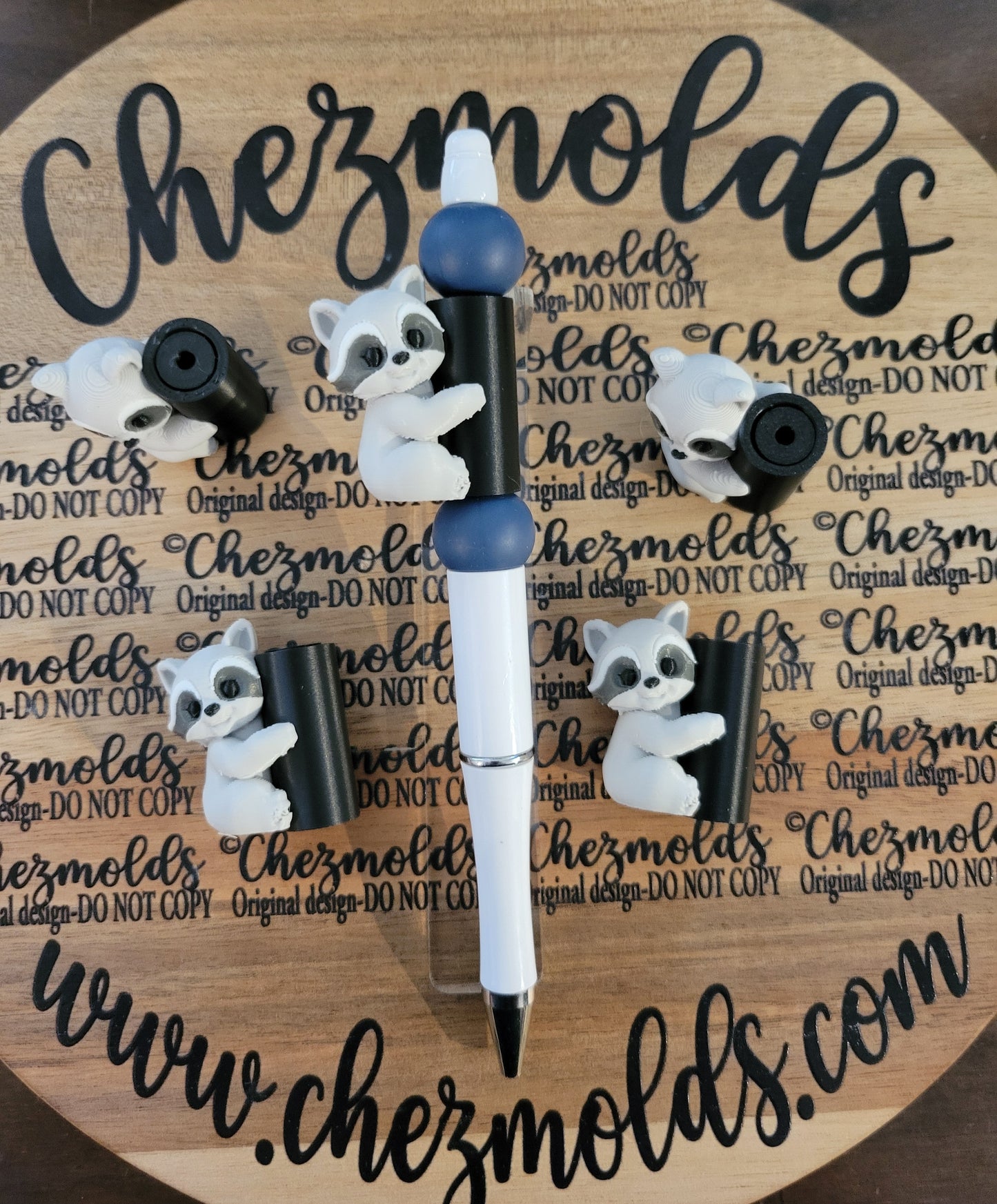 CE 3d printed focal bead- "Charlie" Raccoon- Chez Pole dancer