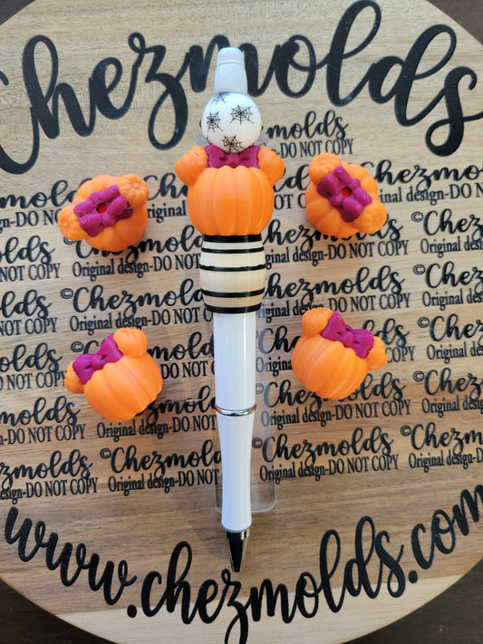 CE 3d printed focal Bead- 3D Pumpkin with bow NONK