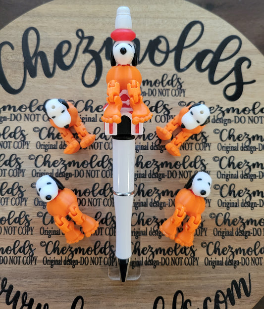 CE 3d printed focal Bead-Dog in punkin Kicker ( flexy feet )