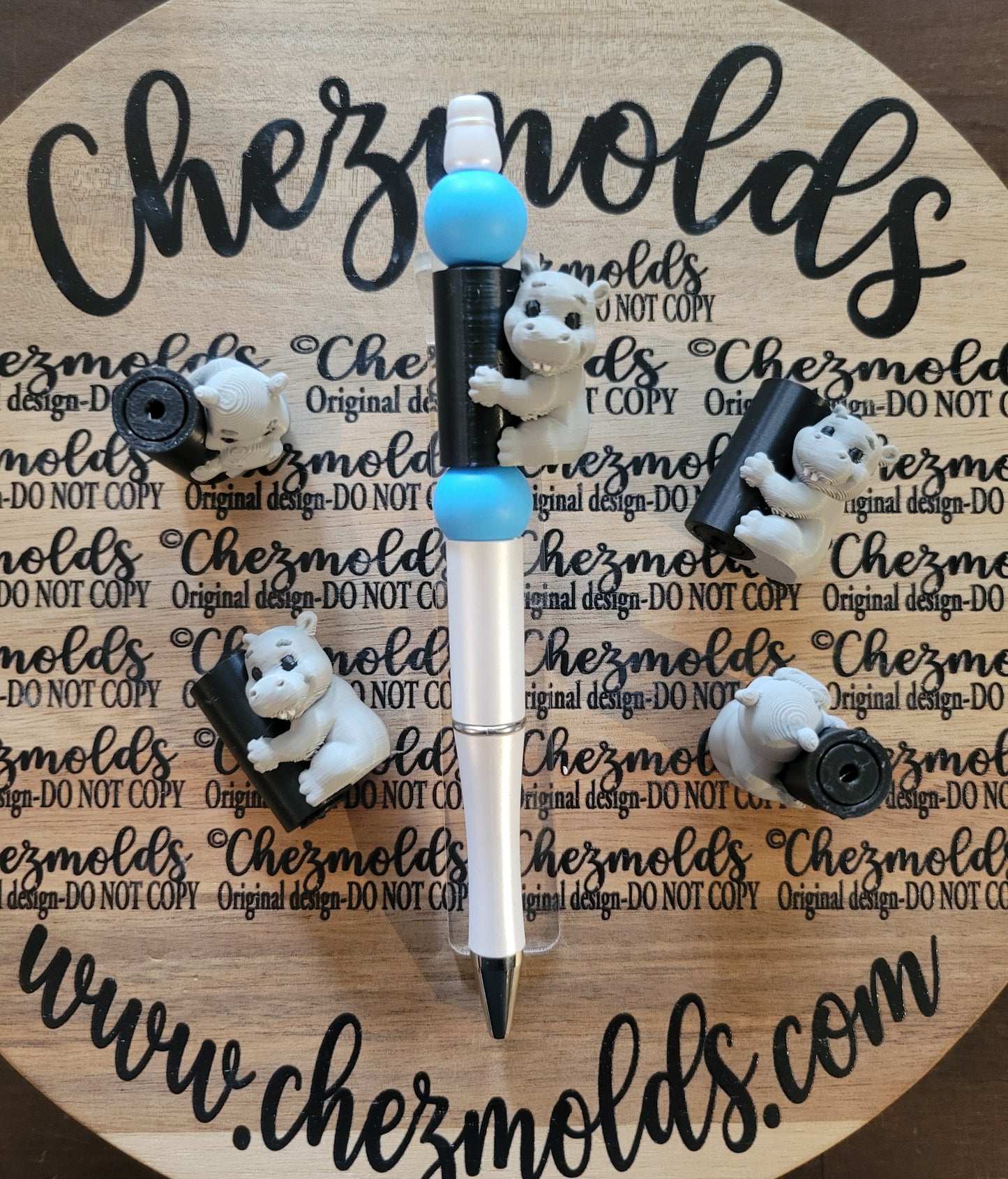 CE 3d printed focal bead- "Harley" Hippo- Chez Pole dancer