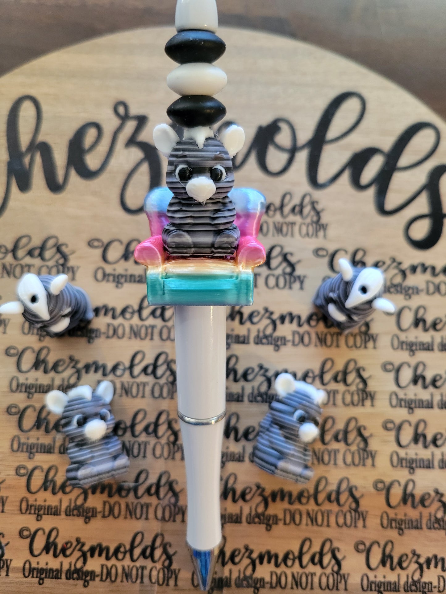 CE 3d printed focal Bead- Cutie Zebra NONK