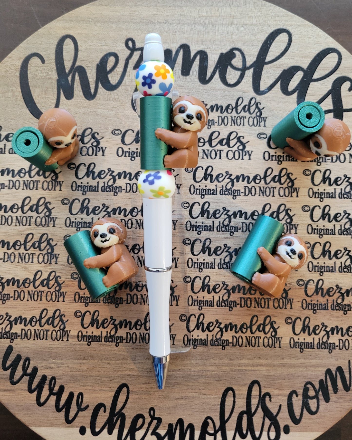 CE 3d printed focal bead- "chester" sloth- Chez Pole dancer
