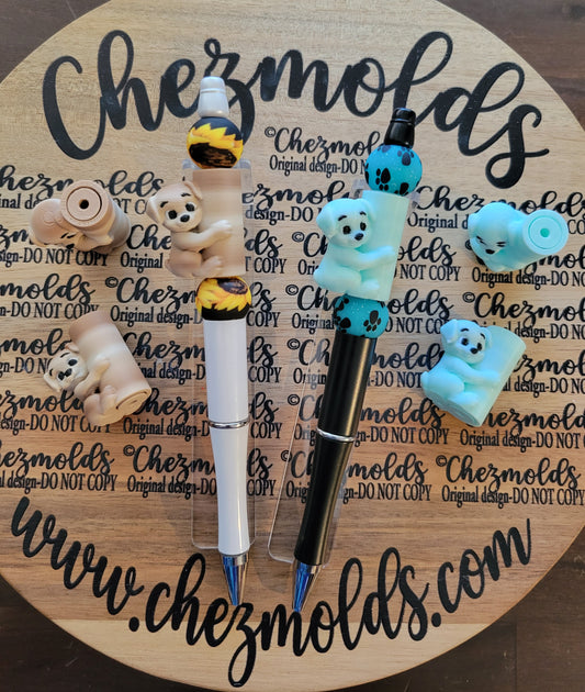 CE 3d printed focal bead- "Brock" pup- Chez Pole dancer