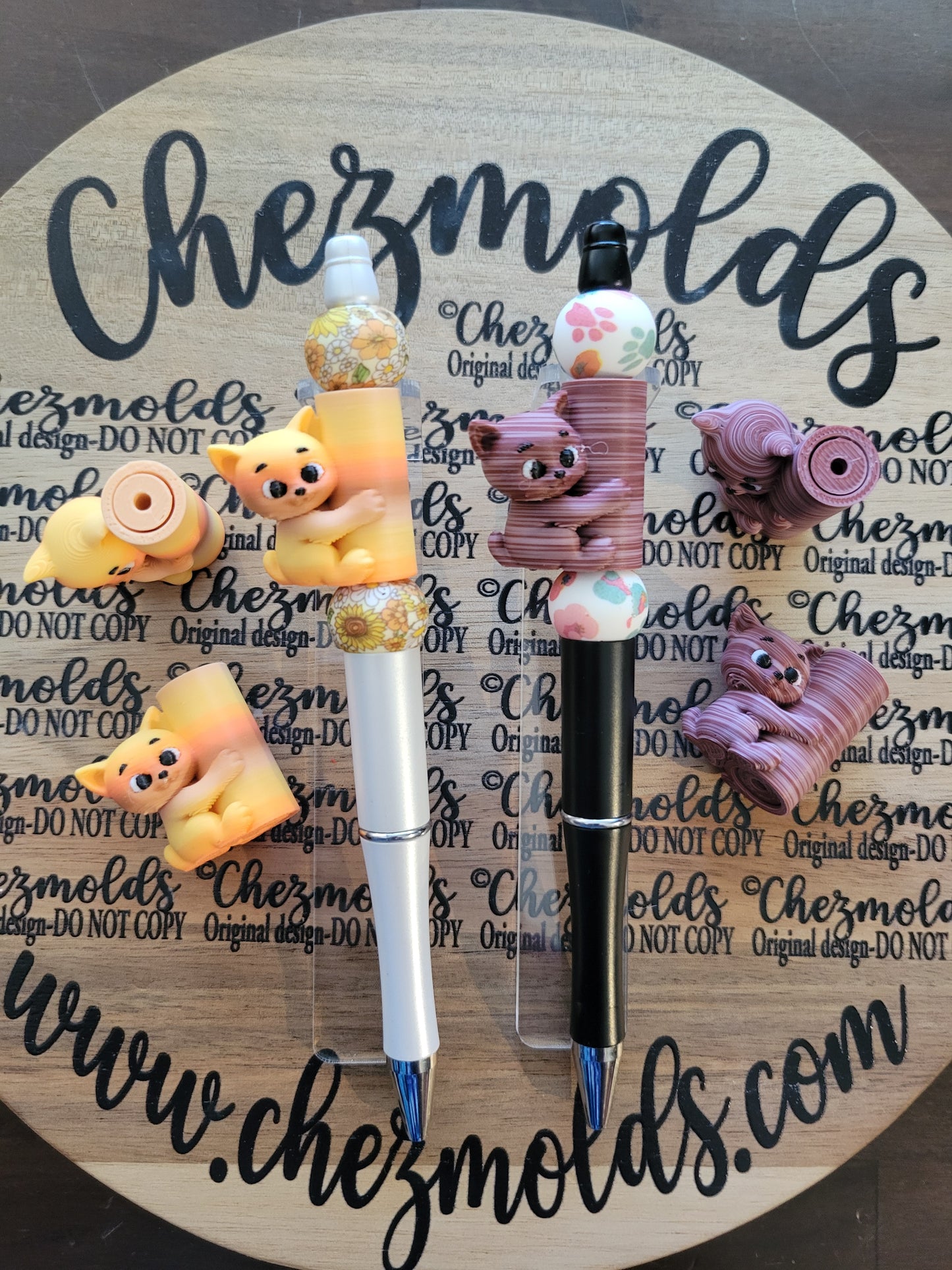 CE 3d printed focal bead- "Suzanne" kitty- Chez Pole dancer
