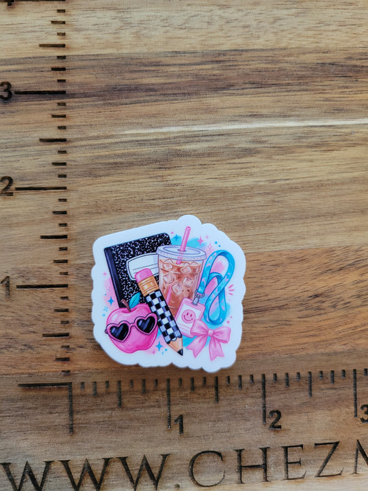 uv printed acrylic flatback-pink check teacher