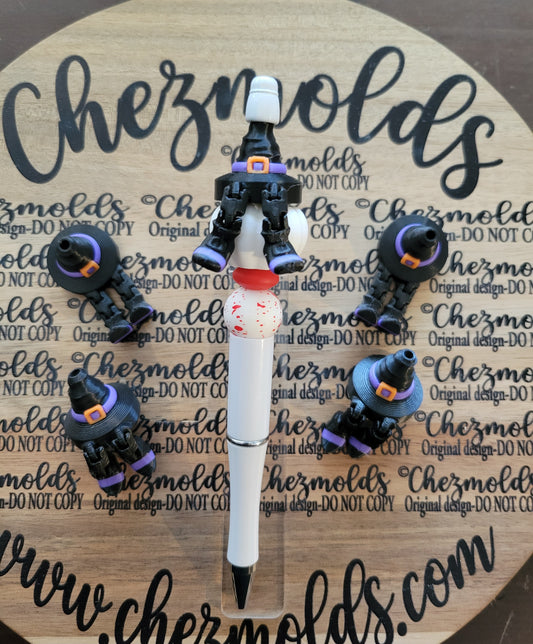 CE 3d printed focal Bead-Halloween edition witch hat with boots Kicker ( flexy feet )